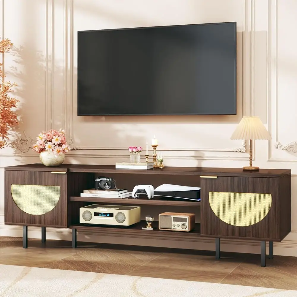 

Развлекательный центр Walnut для телевизоров с диагональю 55-65 дюймов с местом для хранения и регулируемыми полками