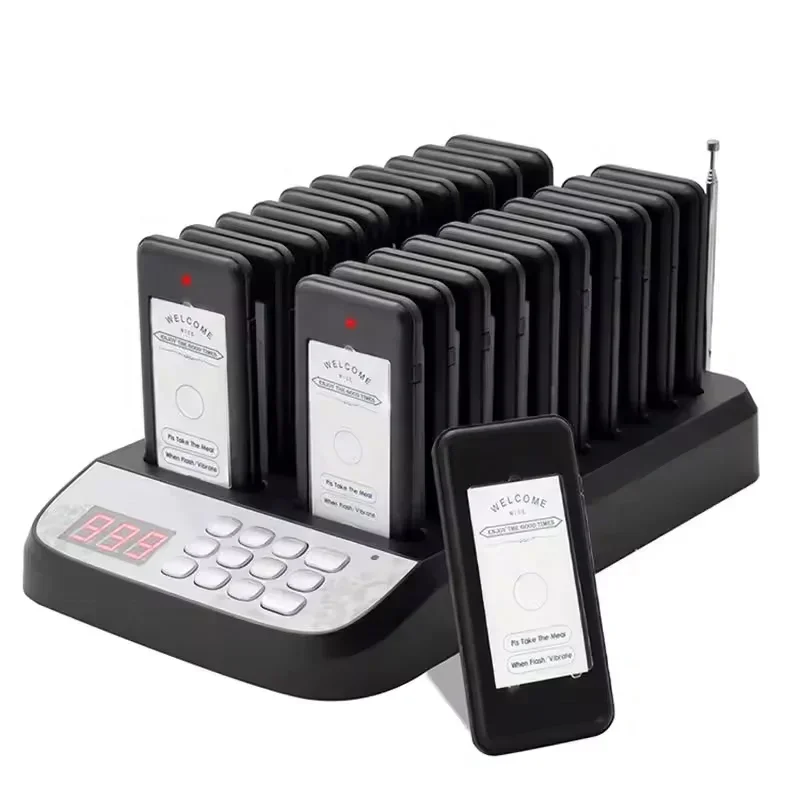 20 pagers restaurant wireless calling paging system table call flash vibrate pager coaster for coffee shop church food service