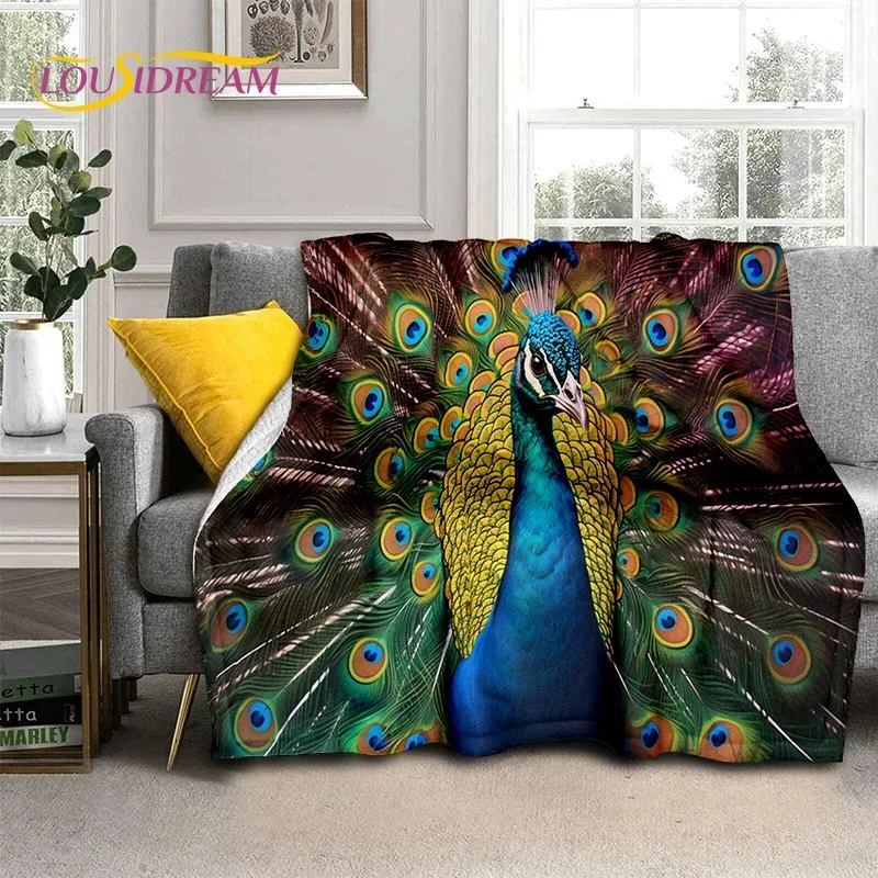 Cute Dream Birds Parrot Peacock Cartoon Soft Flannel Blanket for Bed Bedroom Sofa Picnic,Throw Blanket for Outdoors Leisure Gift