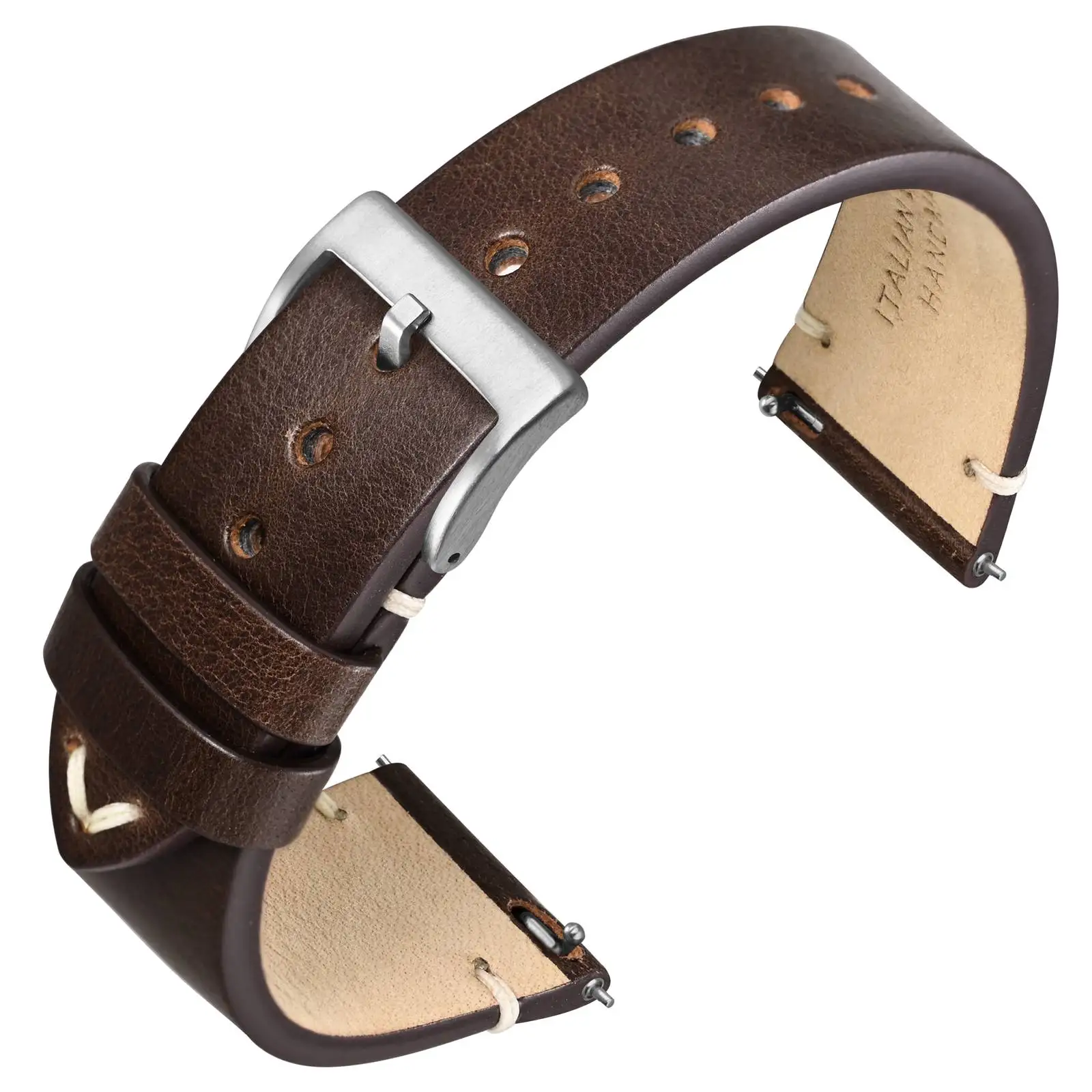 

ANNEFIT Vintage Italian Leather Watch Strap,18mm 20mm 22mm Replacement Watch Band for Men ,Quick Release and Steel Buckle