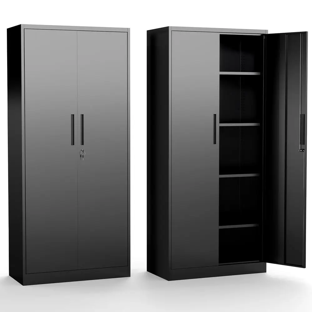 

Storage Cabinet with Adjustable Shelves, 72 Steel Garage Storage Cabinets with Lock and 2 Door, Locking Tool Cabinet Utility Ca