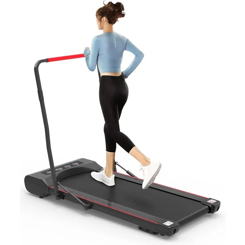 Foldable Under Desk Walking Pad Treadmill with Handlebar Remote Control Capacity, Ideal for Office or Home Use