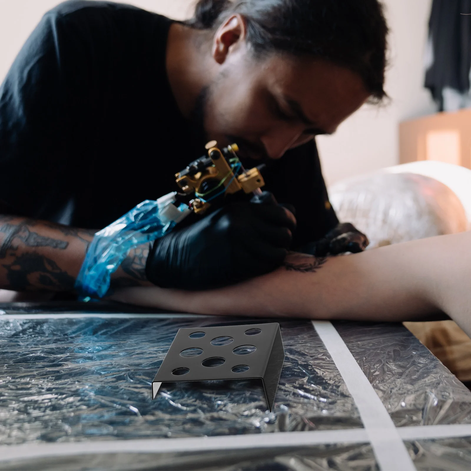 حامل الصباغ الملون حامل كأس حبر الوشم المعدني رف عرض متعدد الشبكة لصالون المنزل استخدام منظم العرض الفني الحديدي #1