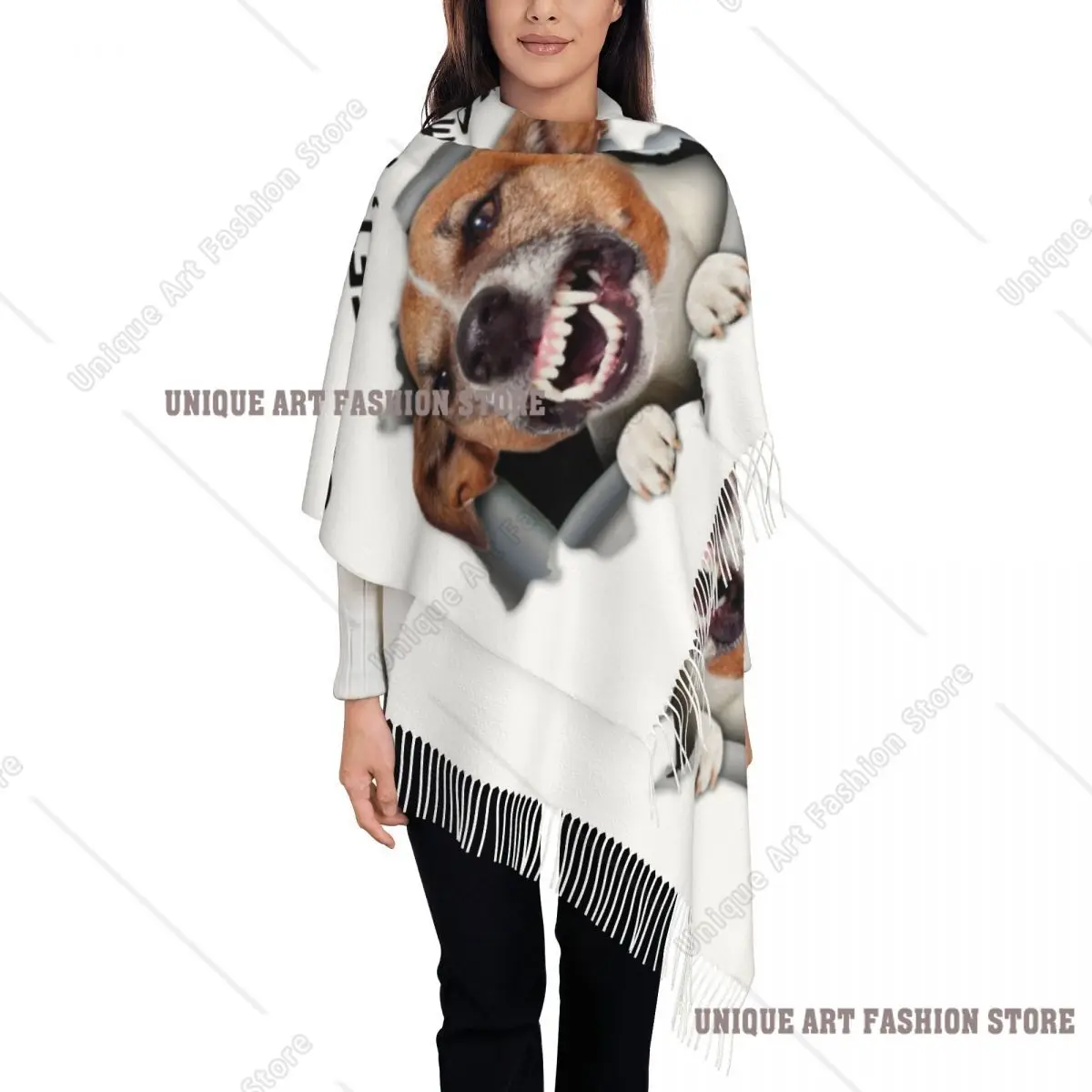 Personalizzato Jack Russell Terrier Sei Piedi Persone Sciarpa Nappa Donna Inverno Autunno Scialli Caldi Avvolge Sciarpe Femminili per Cani Carini