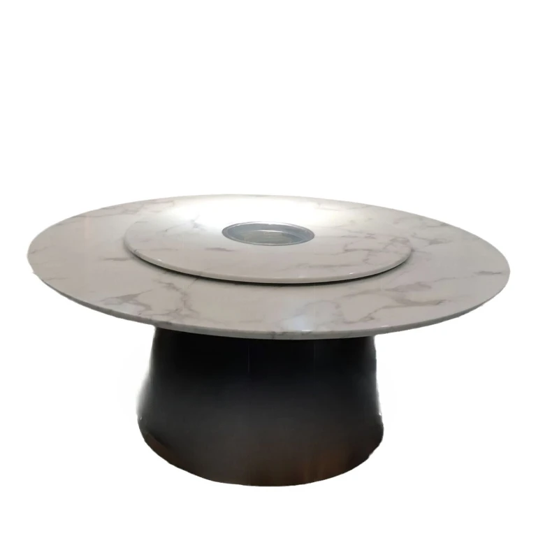 

Hotel slate electric dining table, restaurant light luxury with its own induction cooker large round table