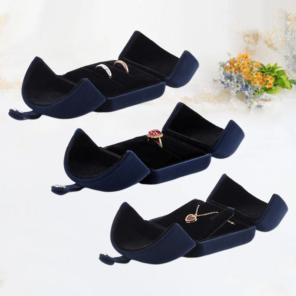 3pcs Jewelry Boxes Set Royalblue Lined Storage Display Case For Earrings Necklaces Rings Gift Organizer Wedding Christmas