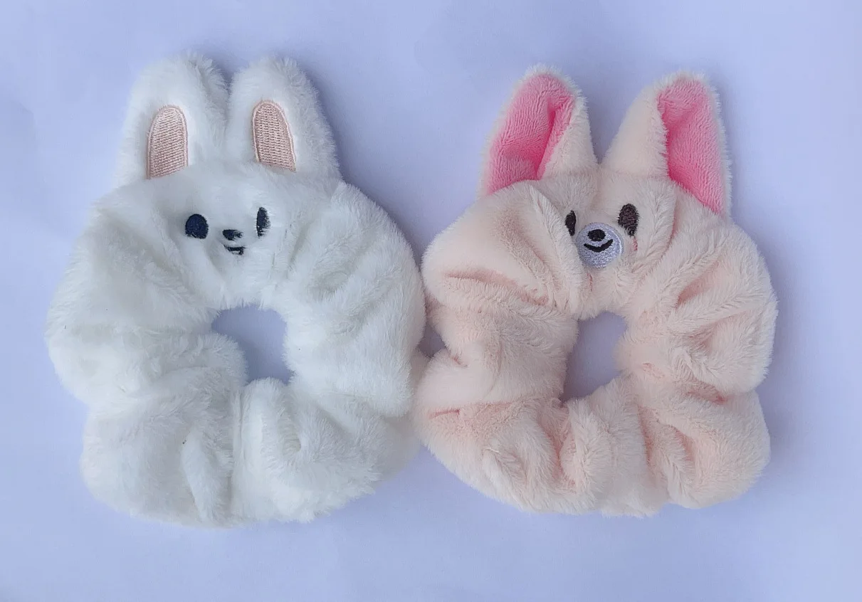 حبل شعر مطرز برسوم كارتونية من SKZOO Bang Chan Lee Know Felix، حلقة شعر مرنة عالية الجودة، مروحة أطفال ضالة حصرية