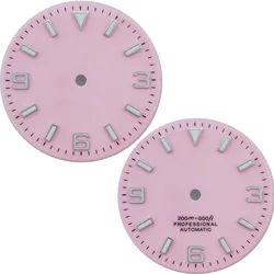 CORGEUT 28.6mm Pink watch dial luminous fit NH35 NH36 ETA2824 2836 Miyota8215 DG2813 3804 movement
