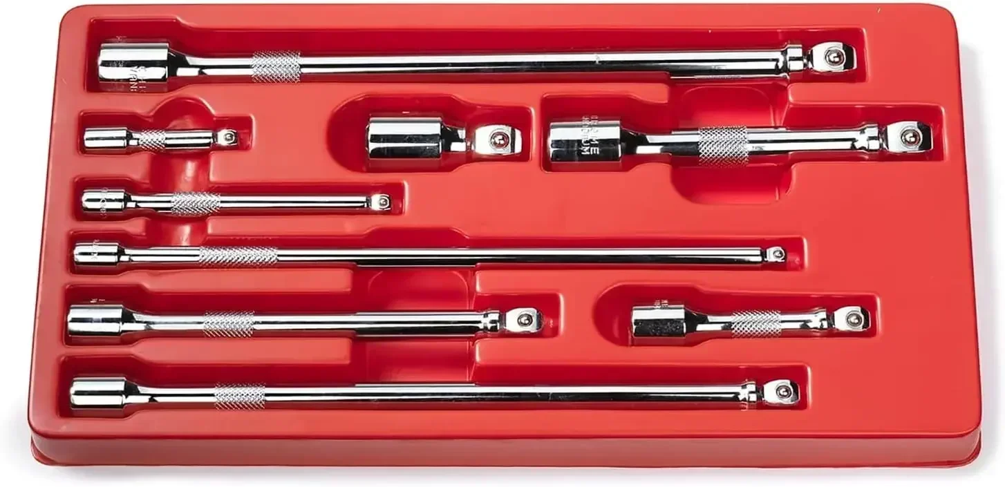 

00249A Wobble Extension Bar Set | 9 Piece | 1/4”, 3/8”, 1/2” Drives | Cr-V Steel