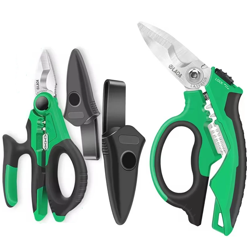 LAOA Electrician Scissors 6/7/8 Inch Wire Stripper Wire Cutter Crimper Open Handle Stainless Shears Cable Cutting Crimping Tool