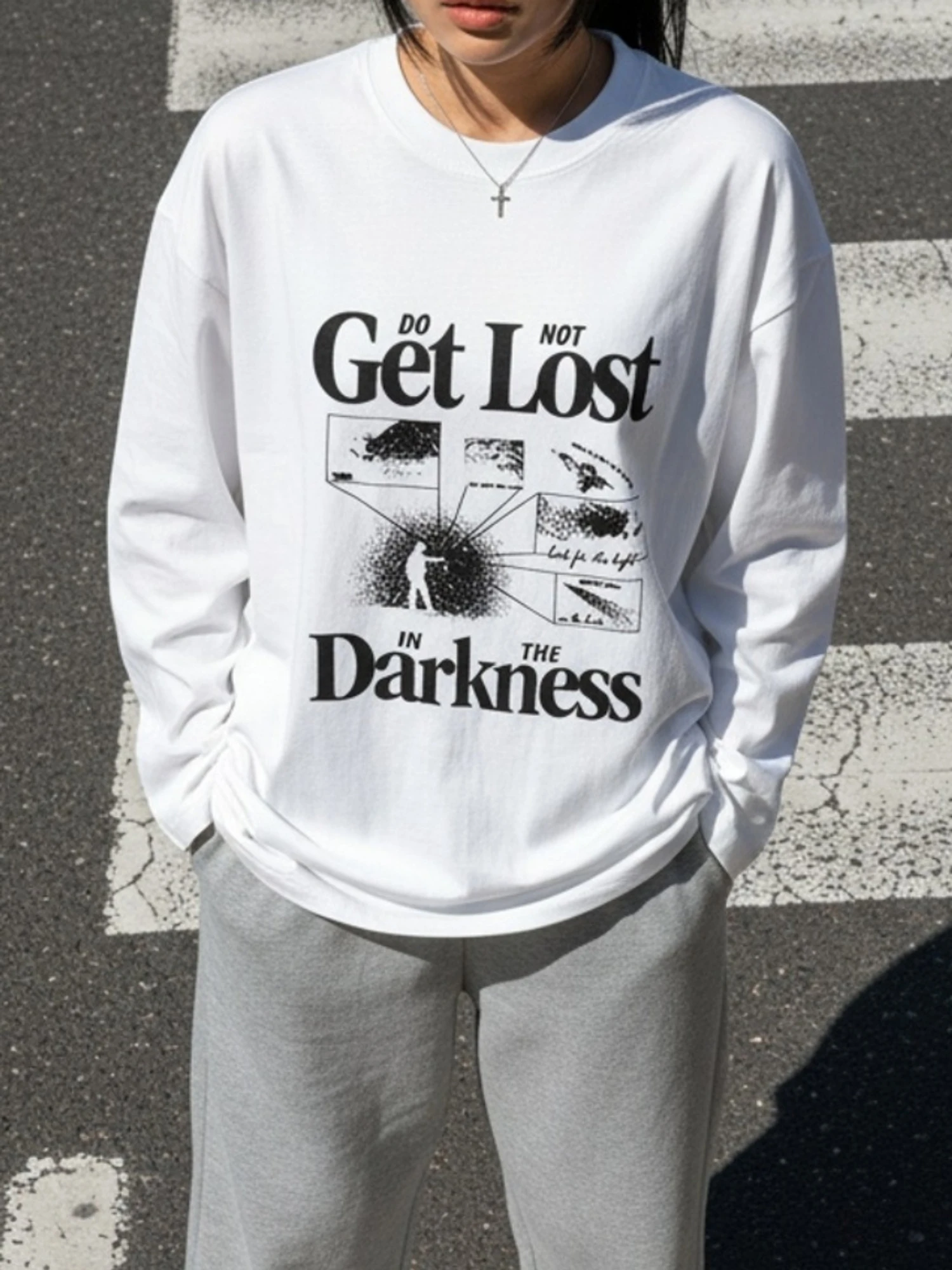 Korean Lifestyle - T-shirt unisexe à manches longues, coupe