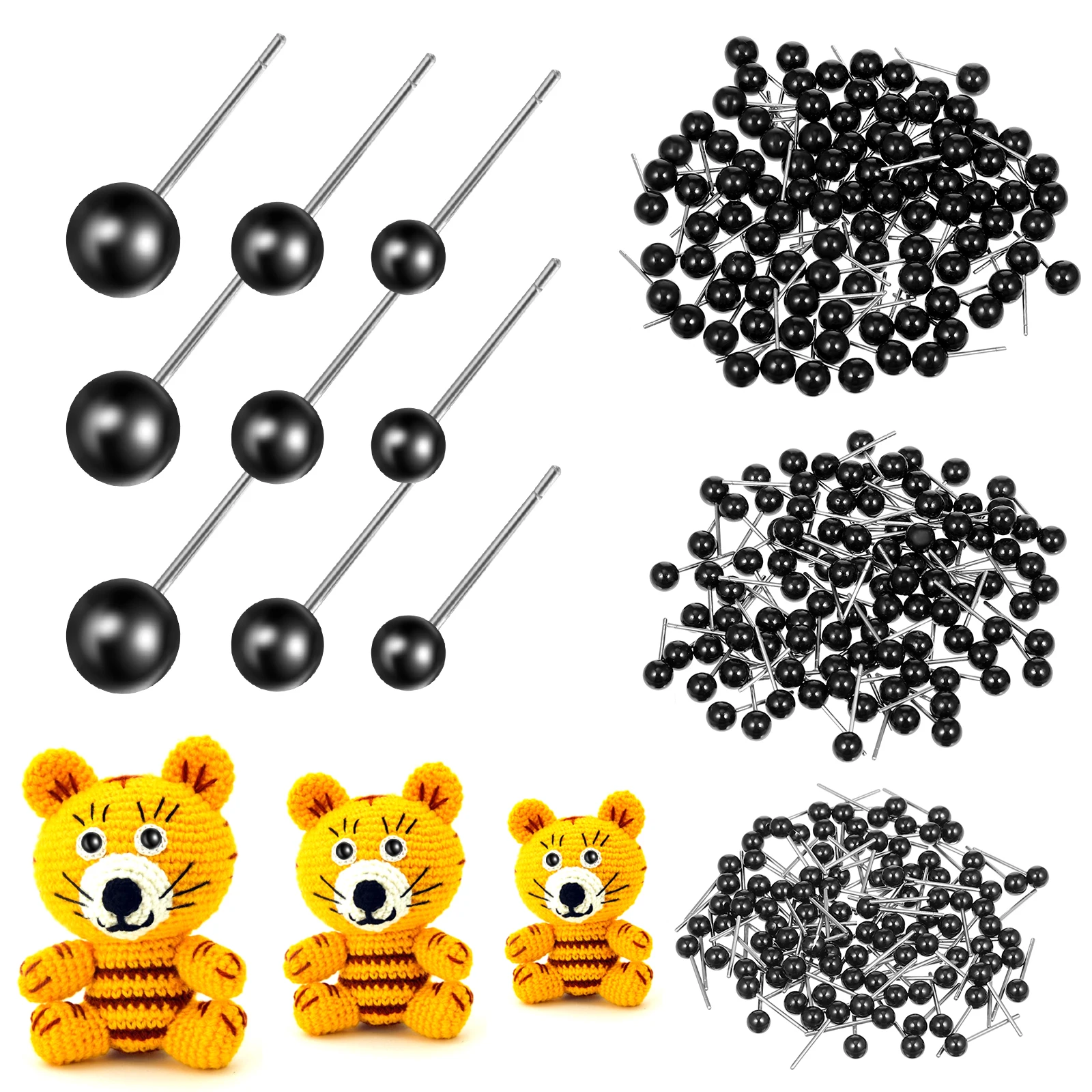 

300Pcs Plastic Eyes for Crafts Safety Eyes Needle Felting Accessories Three Sizes for Wool Felt Animals Crochet Projects