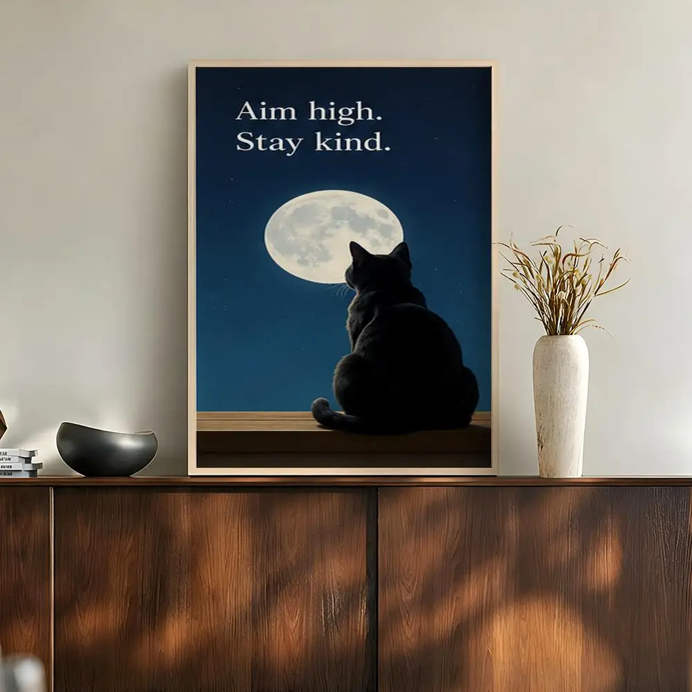Funny Motivational Cats Cute Quotes Positive Daily Humor Poster Modern Aesthetic Wall Art for Home Bar Cafe Bathroom Decor