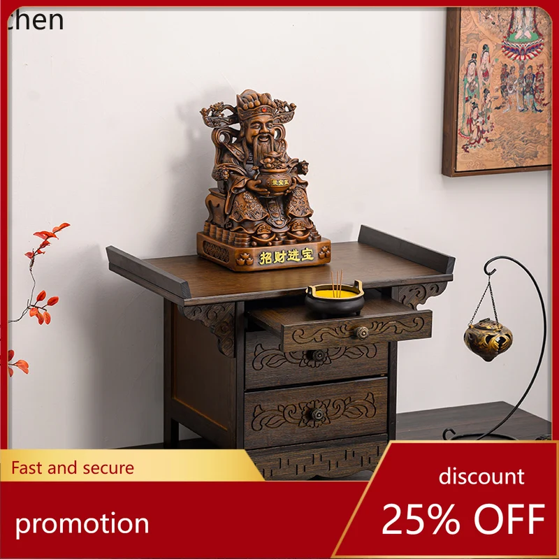HT  Altar Incense Case for Home Use Buddha Statue Step God Wealth God Altar Worship Table Buddha Altar