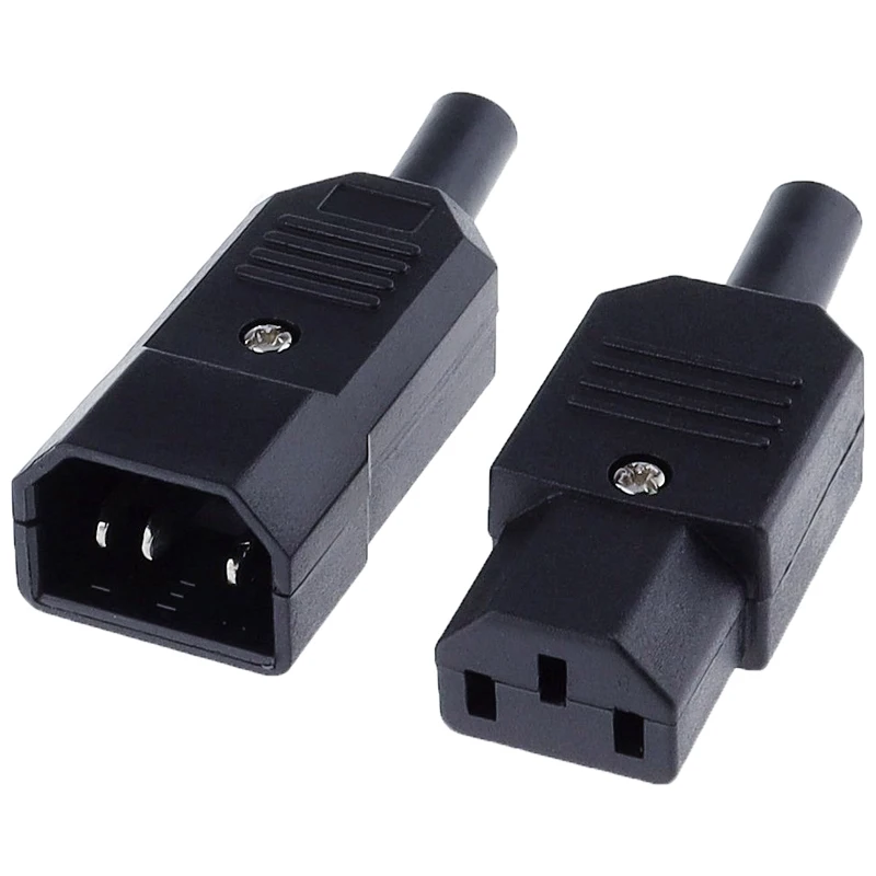 Nieuwe Groothandelsprijs 10a 250V Zwart Iec C13 Mannelijke Stekker Herdraagbaar Power Connector 3 Pins Ac Socket