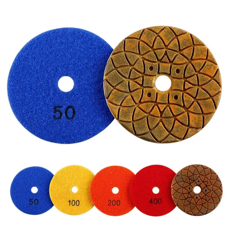 4PCS 4 Inch Flexible Diamond Polishing Pads 100mm Copper Metal Bond Wet Polishing Pad For Marble Granite Stone Grinding Wheel