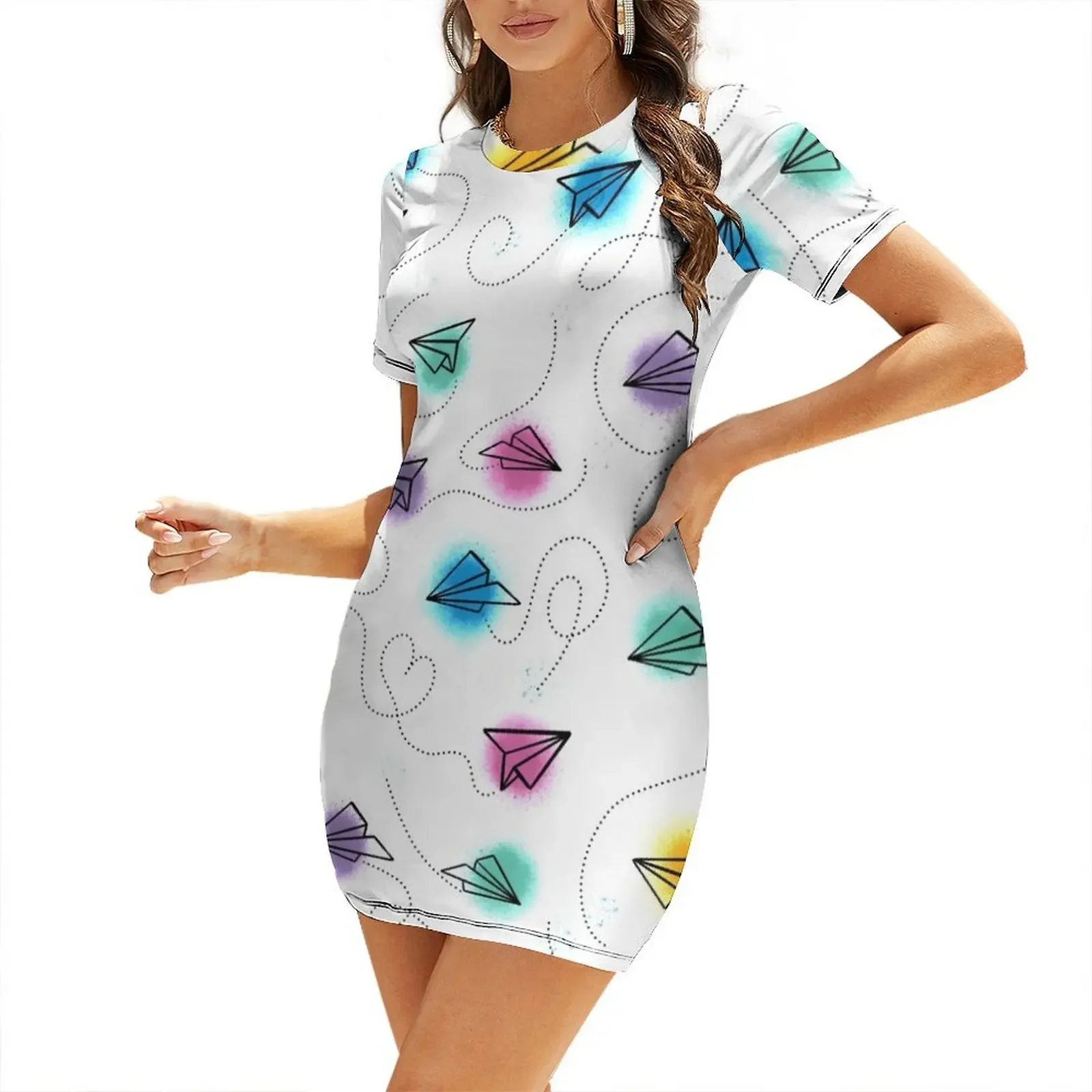 

Paper Airplanes Short-Sleeved Dress Evening dresses Female clothing dress for women