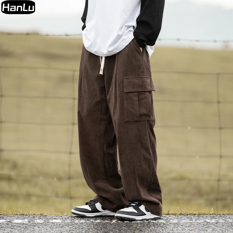 

Autumn and Winter New Hip Hop Workwear Pants Men's Corduroy Workwear Loose Relaxed Unisex Retro Street Clothing Fashion Pants