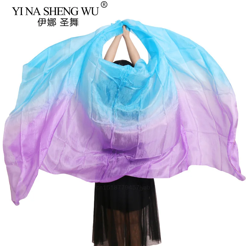 Velos profesionales de seda 100% hechos a mano, bufanda para danza del vientre, chal degradado, velo de seda multicolor, accesorios para danza del vientre, niños y adultos