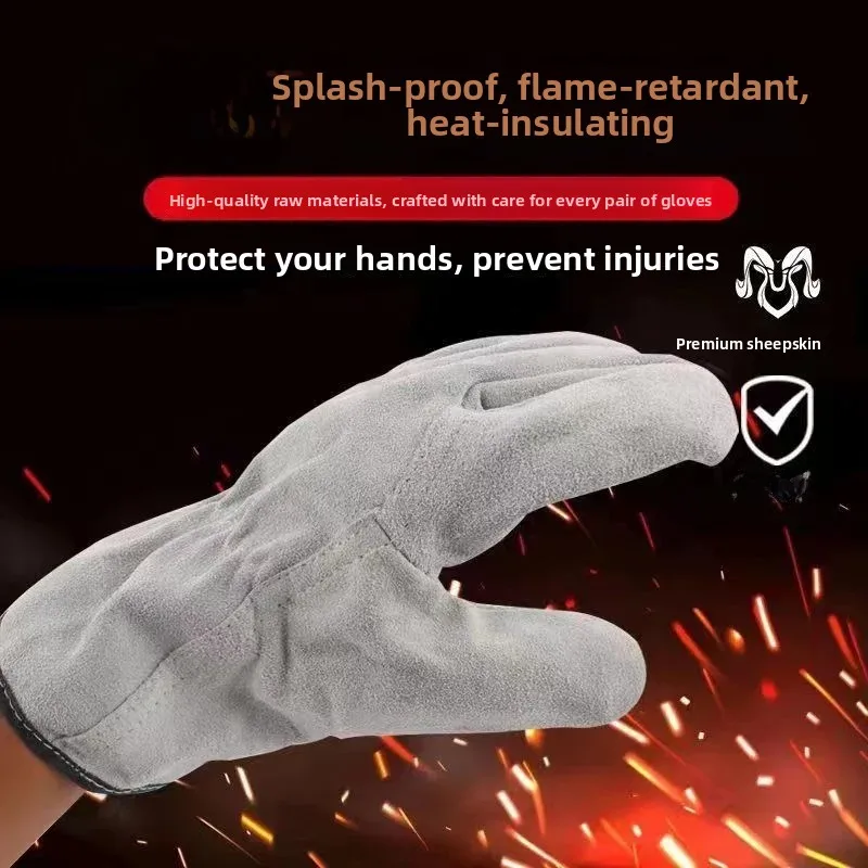 Leather Welding Gloves Soft Single Left Hand Right Hand  Arc Welding Resistant to High Temperature Wear Resistant Hea...