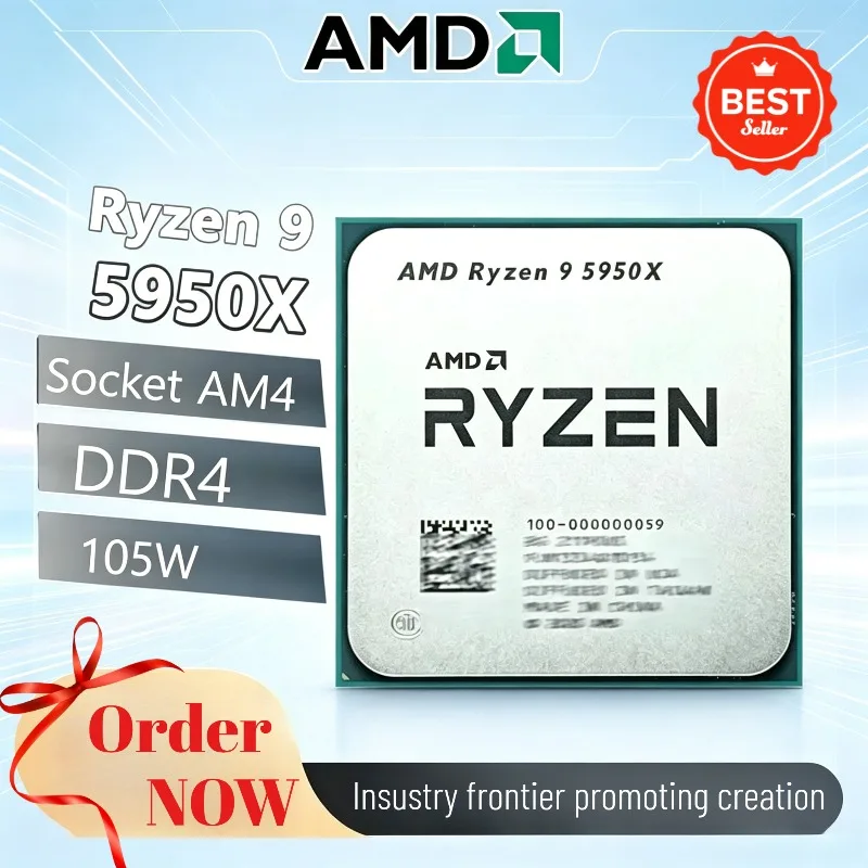 100% Brand New and Original  AMD R9 5950X Ryzen 9 5950X 16-Core 3.4 GHz Socket AM4 105W Socket AM4 but without cooler