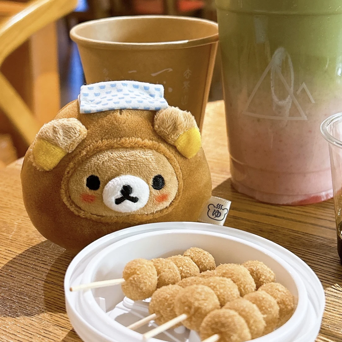 Rilakkuma خبز على البخار حقيبة قطيفة قلادة استرخاء دمية دب Kawaii صديقة هدية دمية محيطية هدية عيد ميلاد