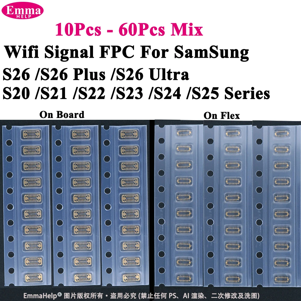 10-60Pcs Wifi Signal FPC On Board Flex Cable for SamSung S25 S26 S22 Plus S20 S21 Ultra Antenna FPC 2*6Pin 12Pin