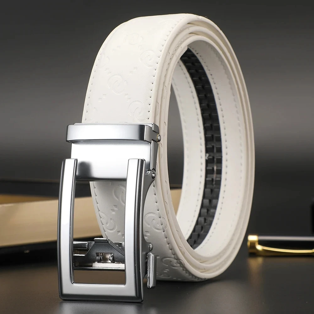 Men's Belt Cowhide Belt for Men Automatic Buckle Brand Belt Male 3.4cm Wide Fashionable Belt