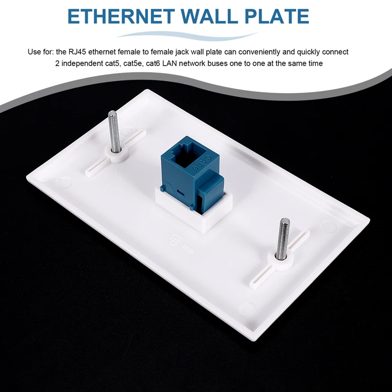 2-Pack Ethernet Wall Plate, RJ45 Cat6 Female To Female Jack Inline Coupler Face Plates