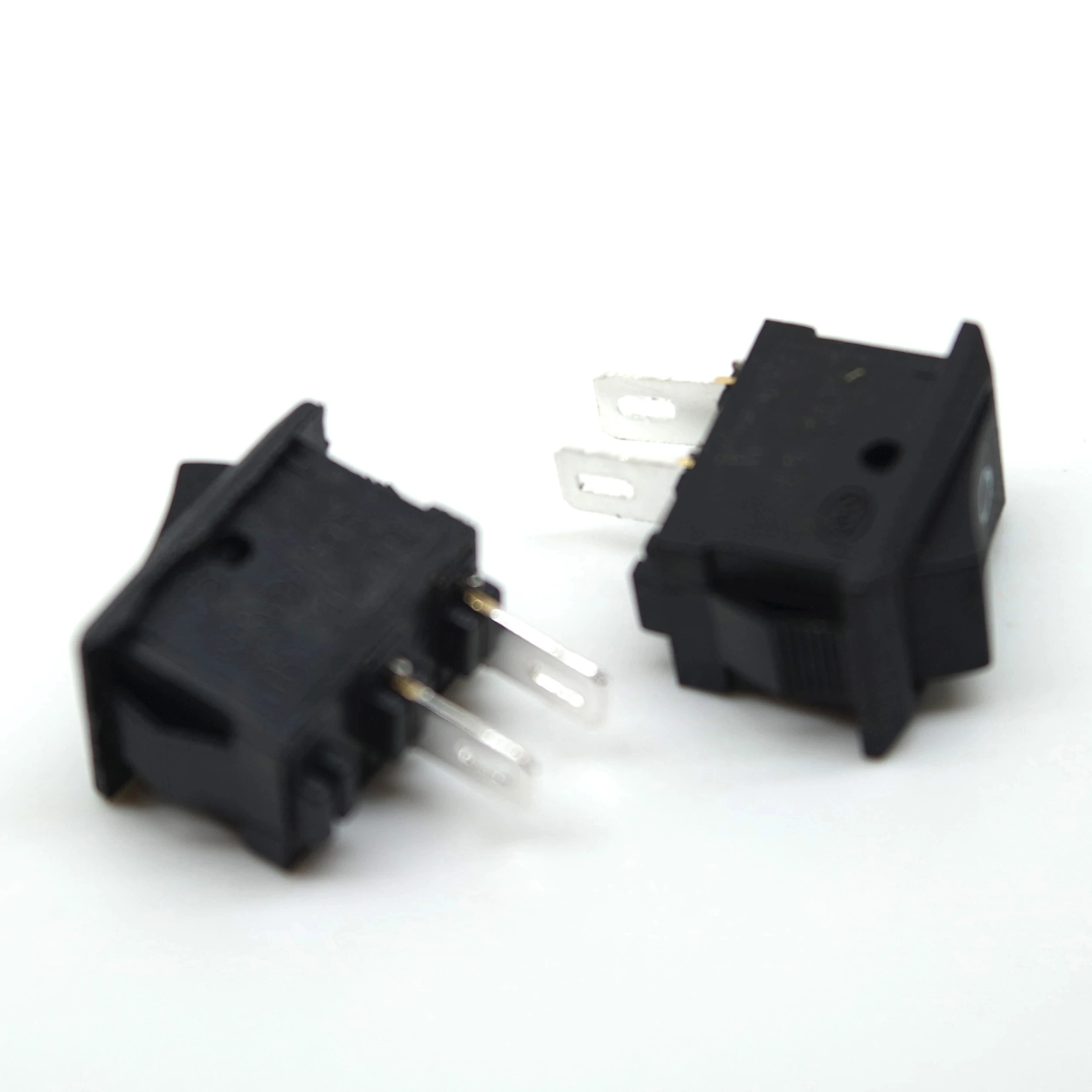 15Pcs Mini Push Button Switch 10mmx15mm SPST 2/3Pin 3A 250VAC 6A125VAC KCD1 Snap-in on/Off Rocker Switch 10MM*15MM Black and Red