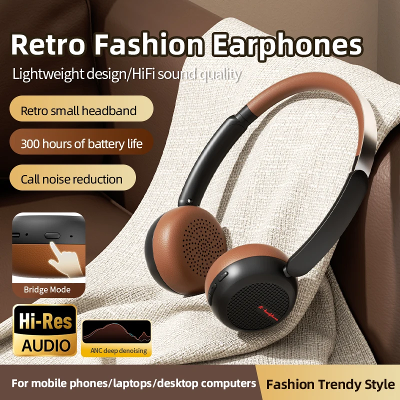 

Беспроводные наушники в стиле ретро, стерео классические открытые Hi-Fi наушники-вкладыши Bluetooth, портативная легкая гарнитура