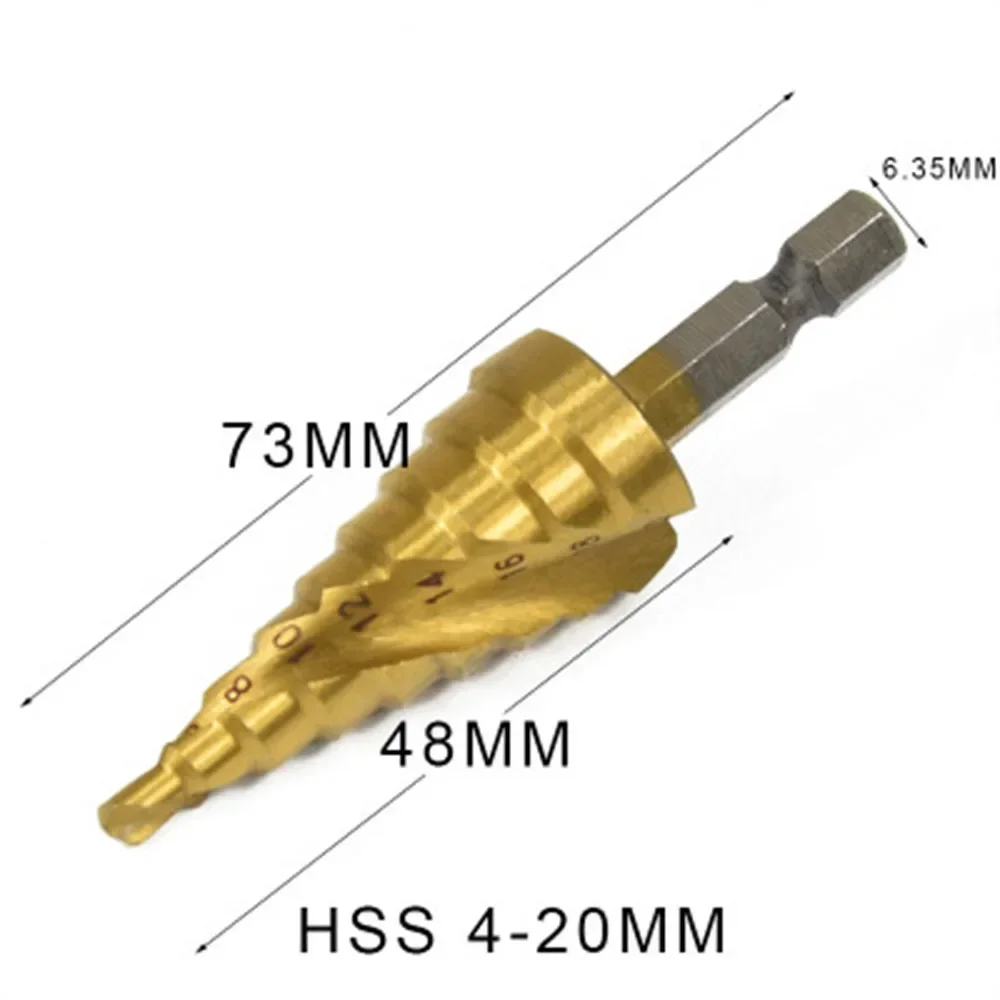 HSS 4241 material triangular handle titanium plated spiral groove step stage drill paddle multi-function 4-20