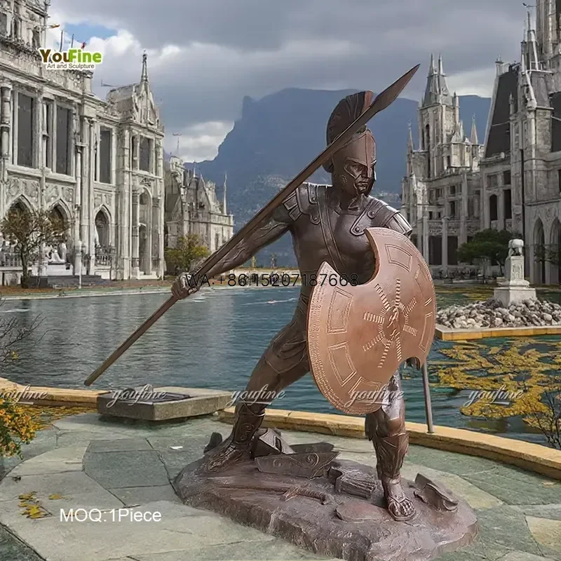 Wmwmnu Life Size Outdoor Battle Custom Roman Greek Warrior Armor Statue Bronze for Home Garden Decor