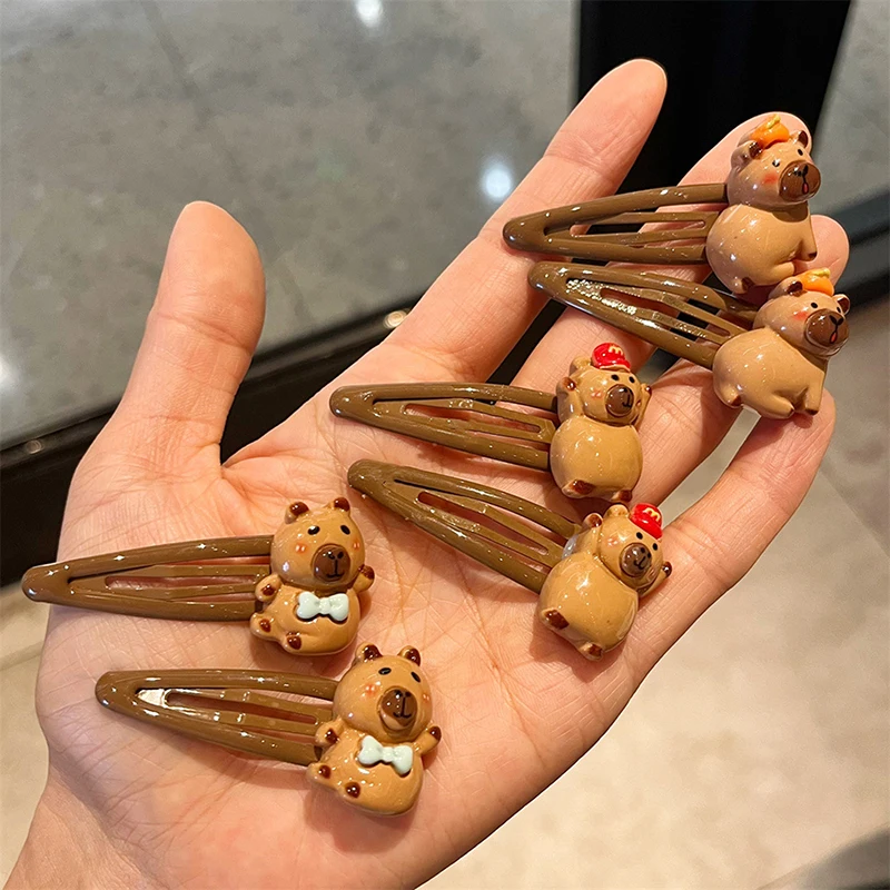 การ์ตูนน่ารัก Capybara ผมคลิปเชือกผม Kawaii สัตว์ Hairpins Barrettes เรซิ่น Capybara Bangs คลิปสําหรับสาวอุปกรณ์เสริมผม