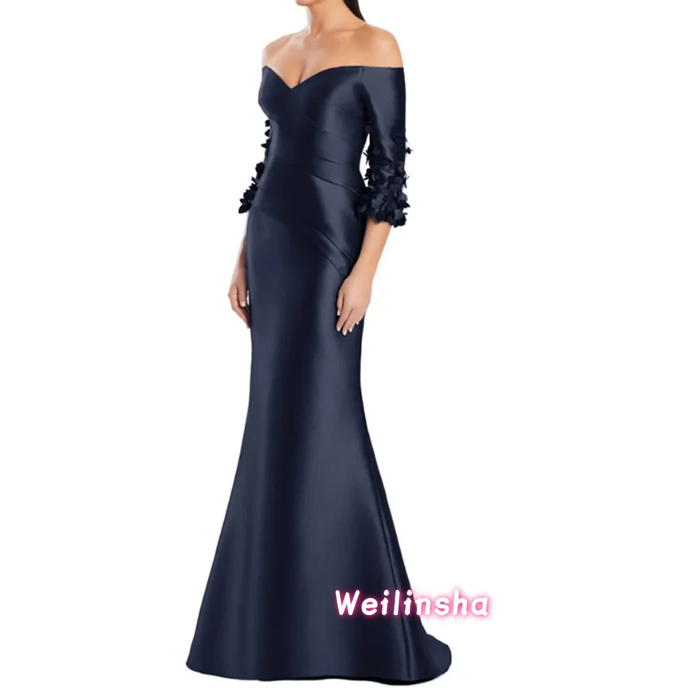 Elegant Women's Off-the-shoulder Mother of The Bride Dress Half Sleeve Appliques Party  Wedding Guest Gowns Customized