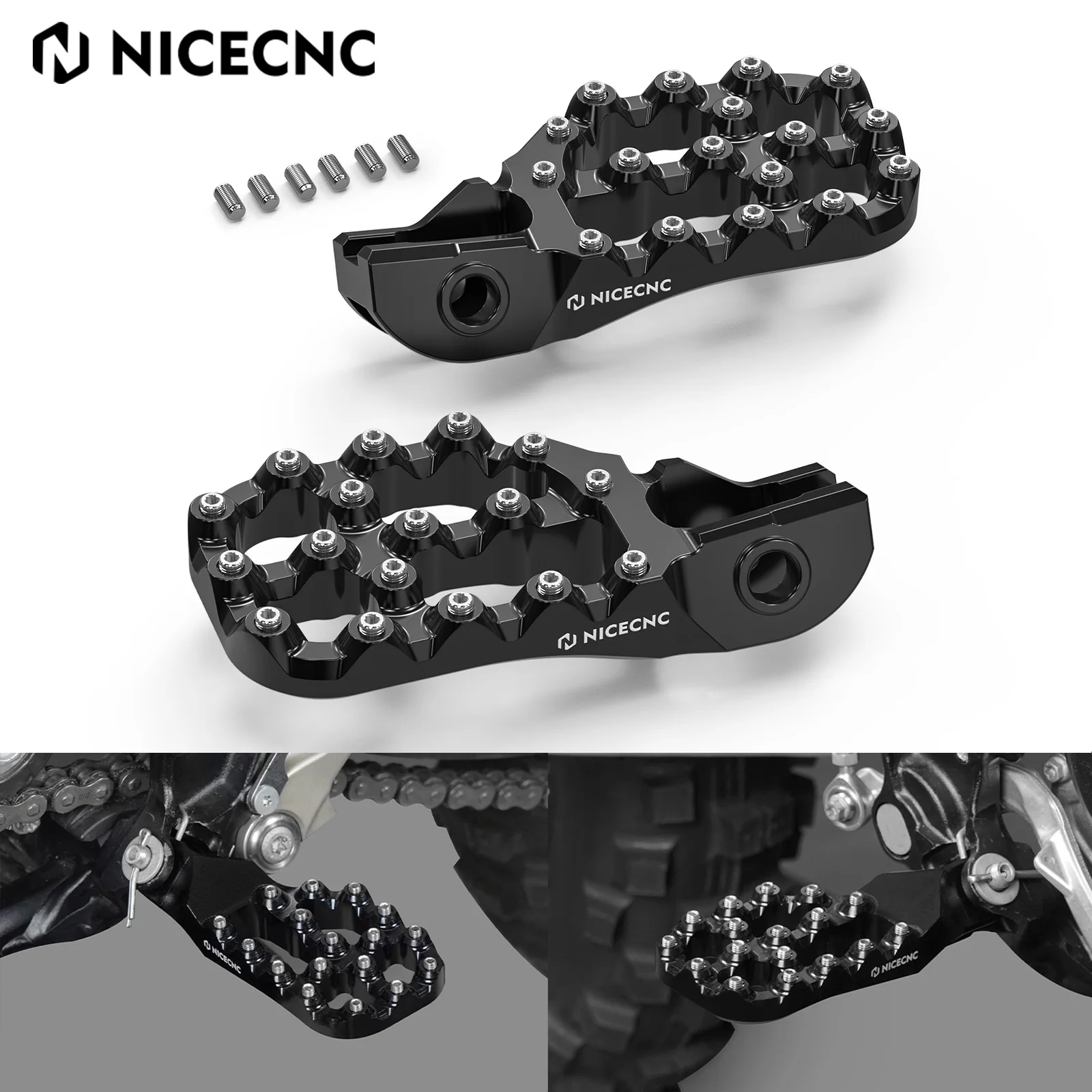 

NICECNC For 2023 KTM EXC 300 SX 125 SXF 450 2017-2022 Husqvarna TE300 FE FC 350 GasGas EC300 Offset Foot Pegs Extender Footrests