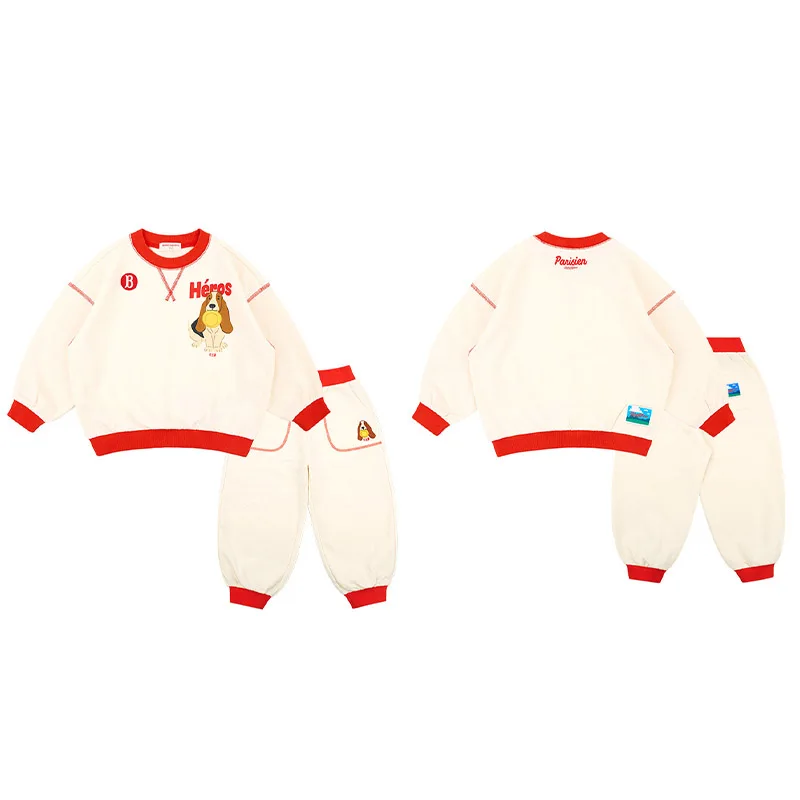 2026 New Kid Sweatshirt Pants Set Fall Winter Cute Thickened Fleece Warm Boys Girls Hooded Jacket Cotton Kid Long Sleeve T-Shirt