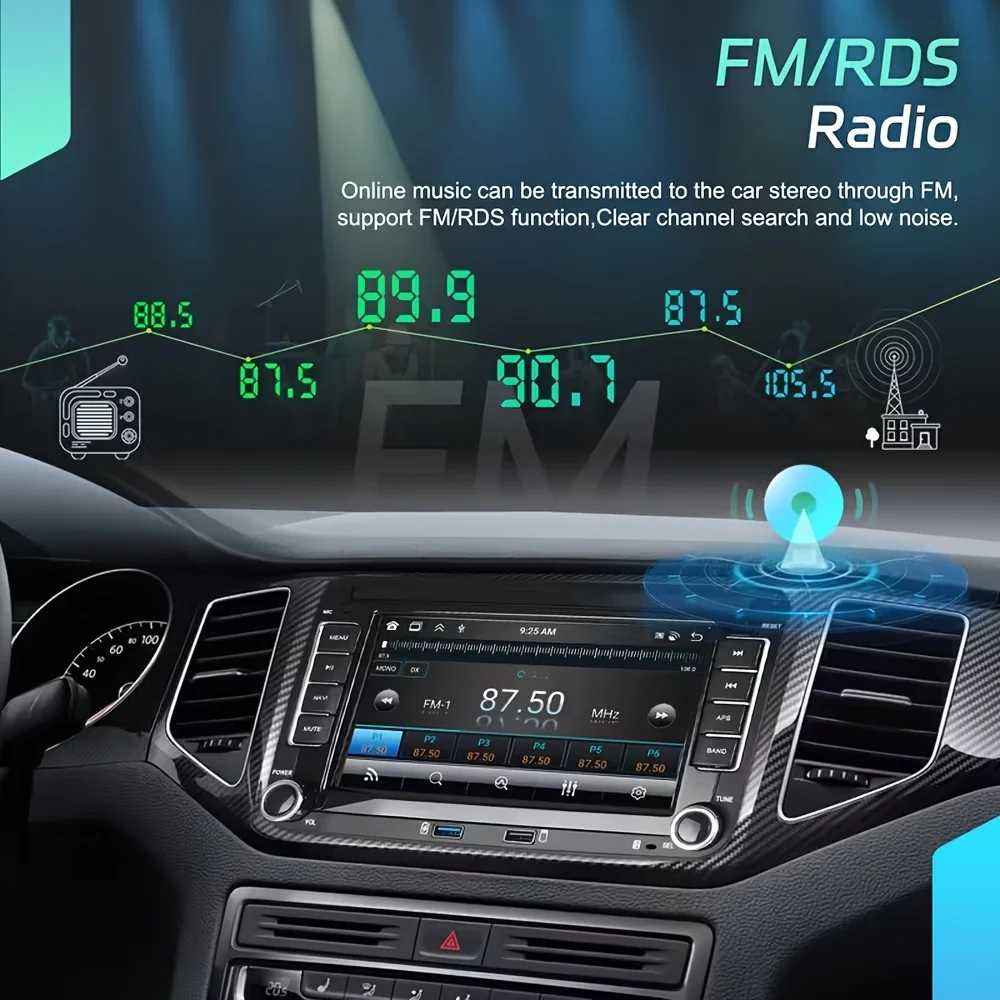 مشغل راديو ستيريو للسيارة 17.78 سنتيمتر 2DIN HeadunitWireless Carrplay Androidauto الوسائط المتعددة مشغل MP5 لسيارة Volkswagen Seat Skoda Golf