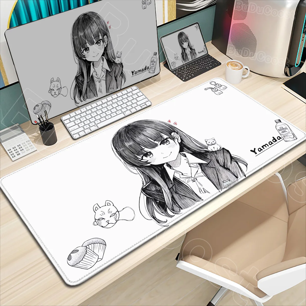 Pretty The Dangers in My Heart Yamada Anna Mousepad Kawaii Anime Girl Desk Mat Keyboard Pad Cute Non-slip Rubber Large Mouse Pad