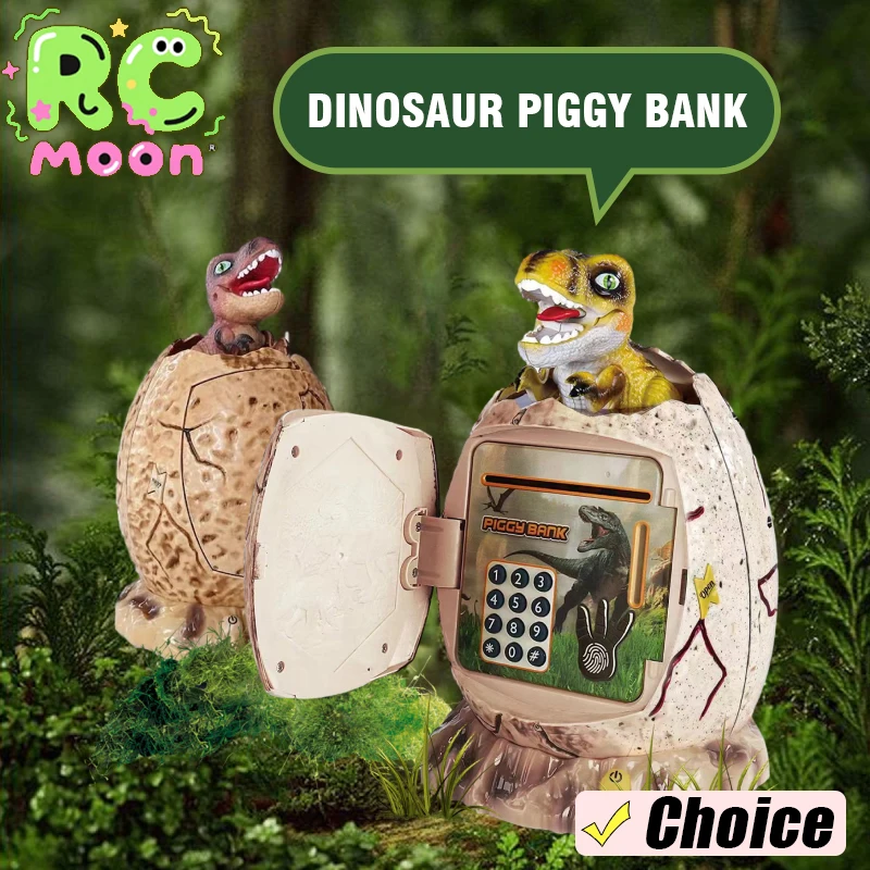 Tirelire d'économie d'œufs de dinosaure, mot de passe d'empreintes digitales avec lumière musicale, coffre-monnaie électronique ATM, maison de jeu, jouets pour enfants