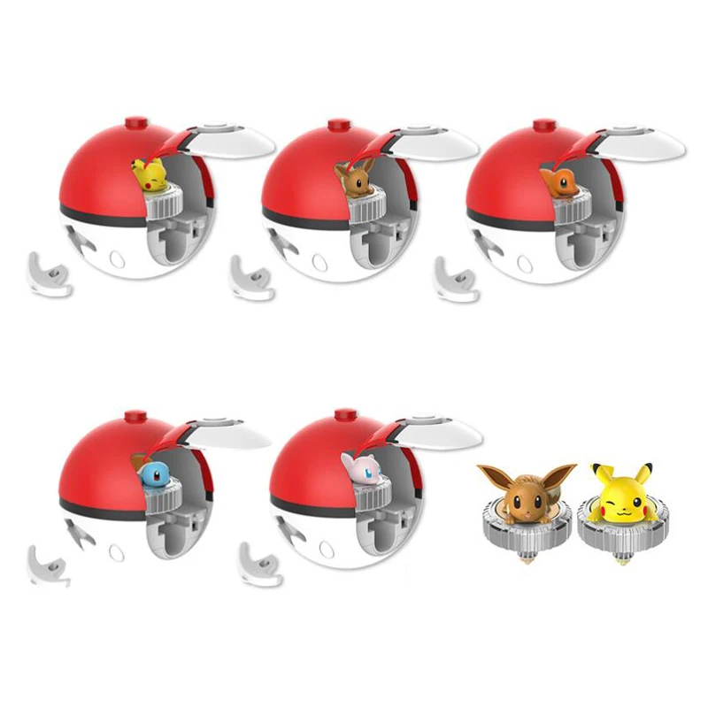 Pokemon Figure Battle Spinning Top Pikachu Pokeball Charmander Squirtle 5 Styles Pvp Interactive Game Children\'s Birthday Gifts