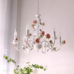 Romantic Bouquet Flower Chandeliers Princess Room Decor Lamp French Warm Children's Room Living Room Girl Bedroom Chandelier LED