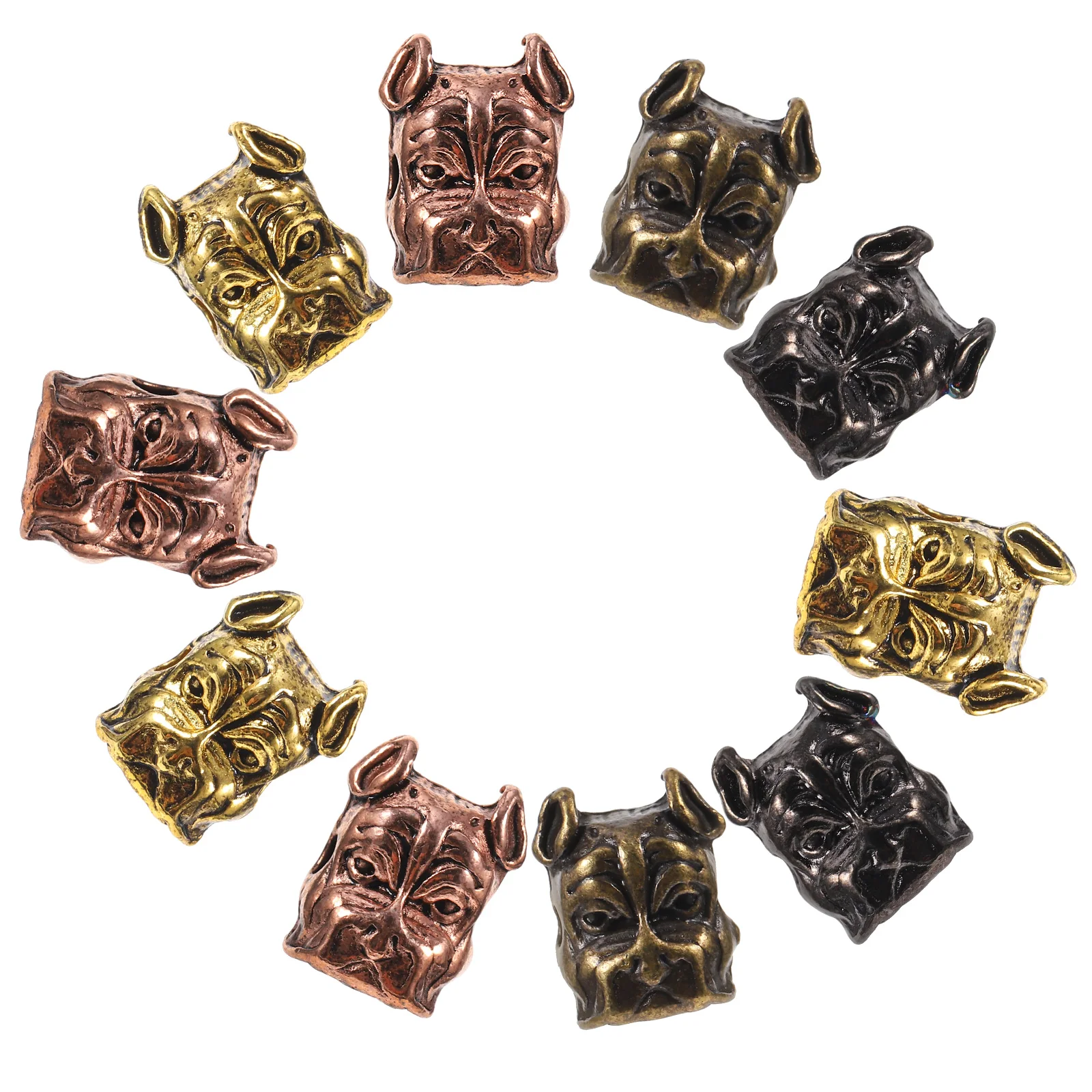 

10 Pcs Alloy Dog Head Charms Dangle Spacer Beads Connector Jewelry Making Accessories for DIY Bracelets Metal Projects
