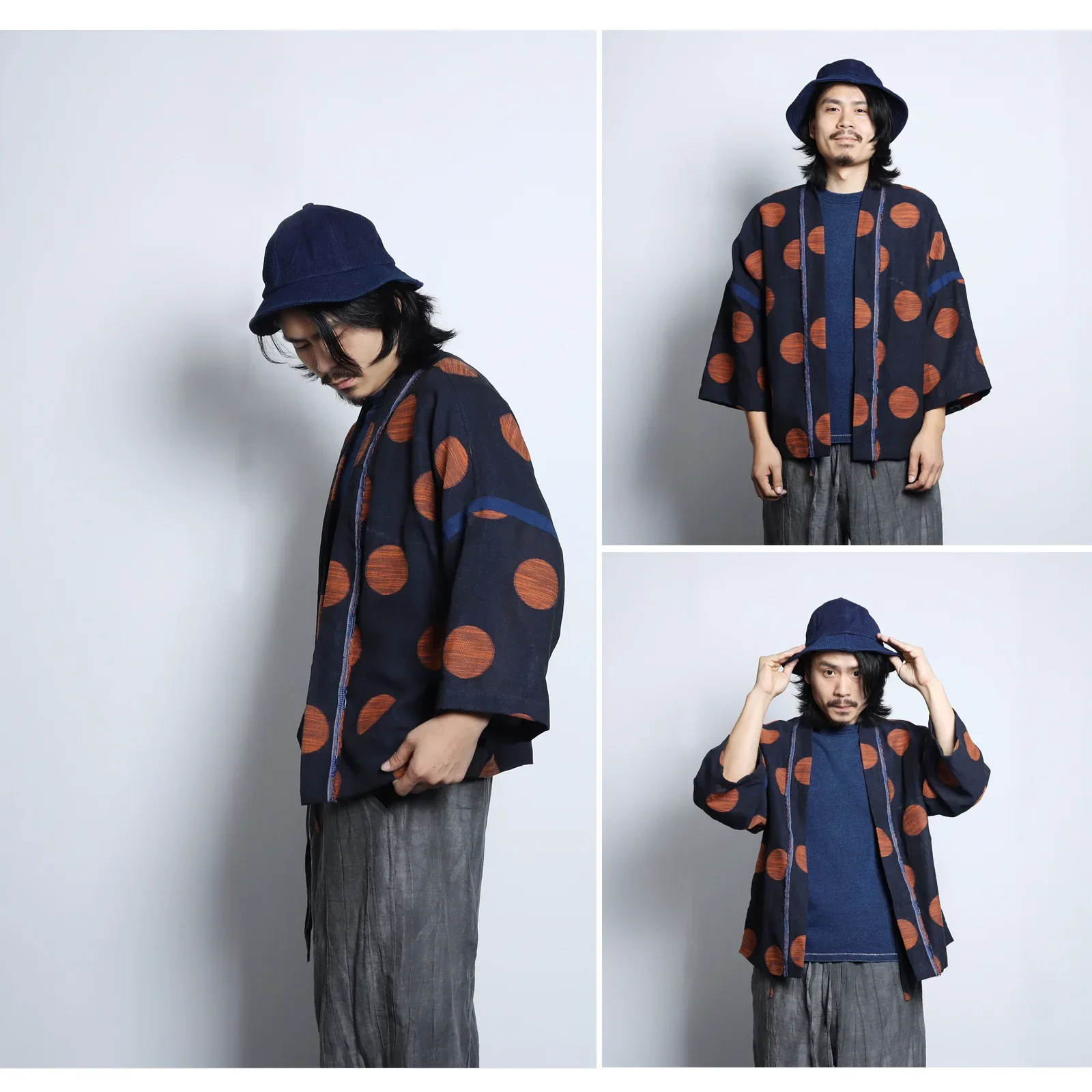 Bebovizi di alta qualità Harajuku giapponese cerchio stampa Kimono giacche uomo cotone Vintage Cardigan sciolto cappotto Haori vestiti asiatici