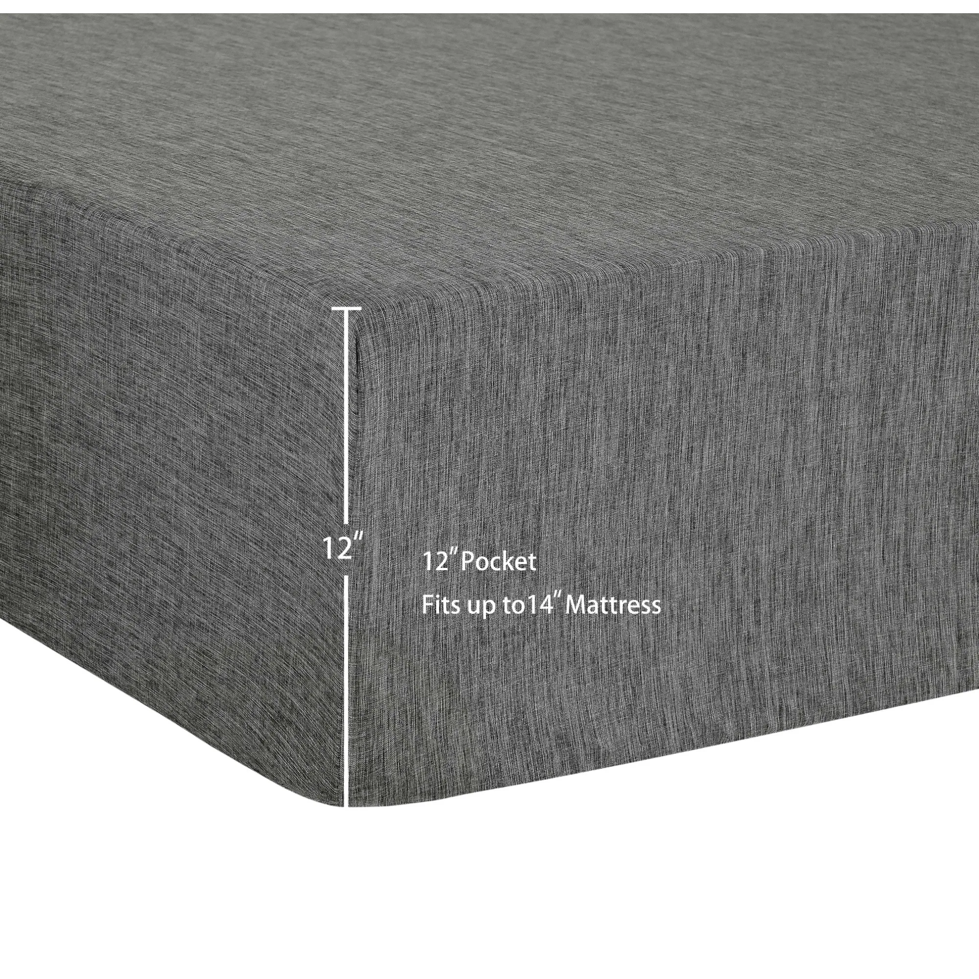 Textured Microfiber Bed Sheet Set, Queen, Charcoal Grey, 4 Piece