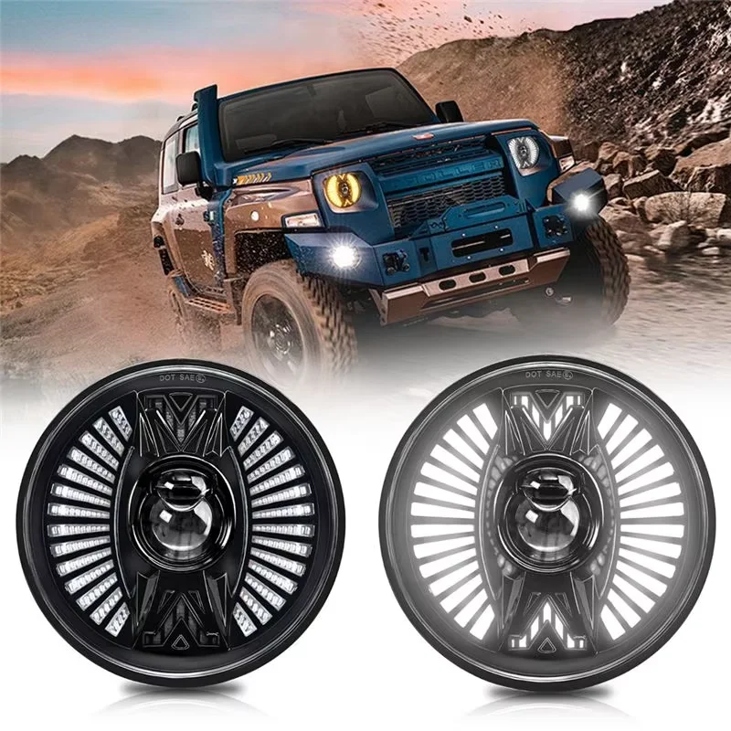 7 Inch LED Wrangler Headlight Round Projector Len Headlight 240W High Power H4 For JK Harley Hummer 4x4 DRL Headlamp 12-24V