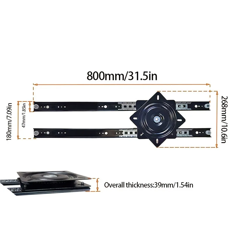 Table Extension Hardware Adjustable Bar Counter Dining Table Guide Rail Suit for Rotating Mid-island Slide Base Telescopic Rail
