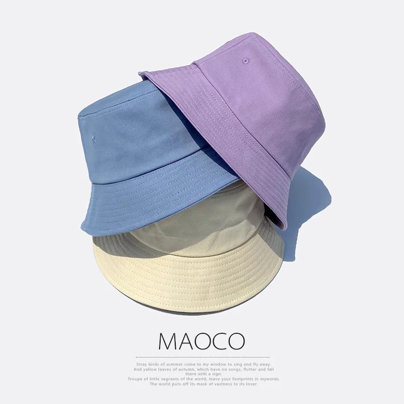 Bucket Hat Women's Korean-Style All-Matching Fashion Small Face Color Japanese Cotton Simple Casual Hat Men's Cou