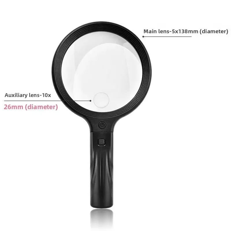 5X 10X 30LED USB Rechargeable Metal Magnifier Neck Hand Desktop Use Book Repair Reading Magnifier