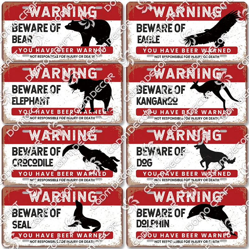 

Warning Poster Vintage Metal Tin Signs Beware Of Snake Beware Of Cat Retro Metal Plate Wall Garage Bar Club Zoo Decor